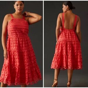 NWT ANTHROPOLOGIE MAEVE EYELET MIDI DRESS, $260 Sz 12